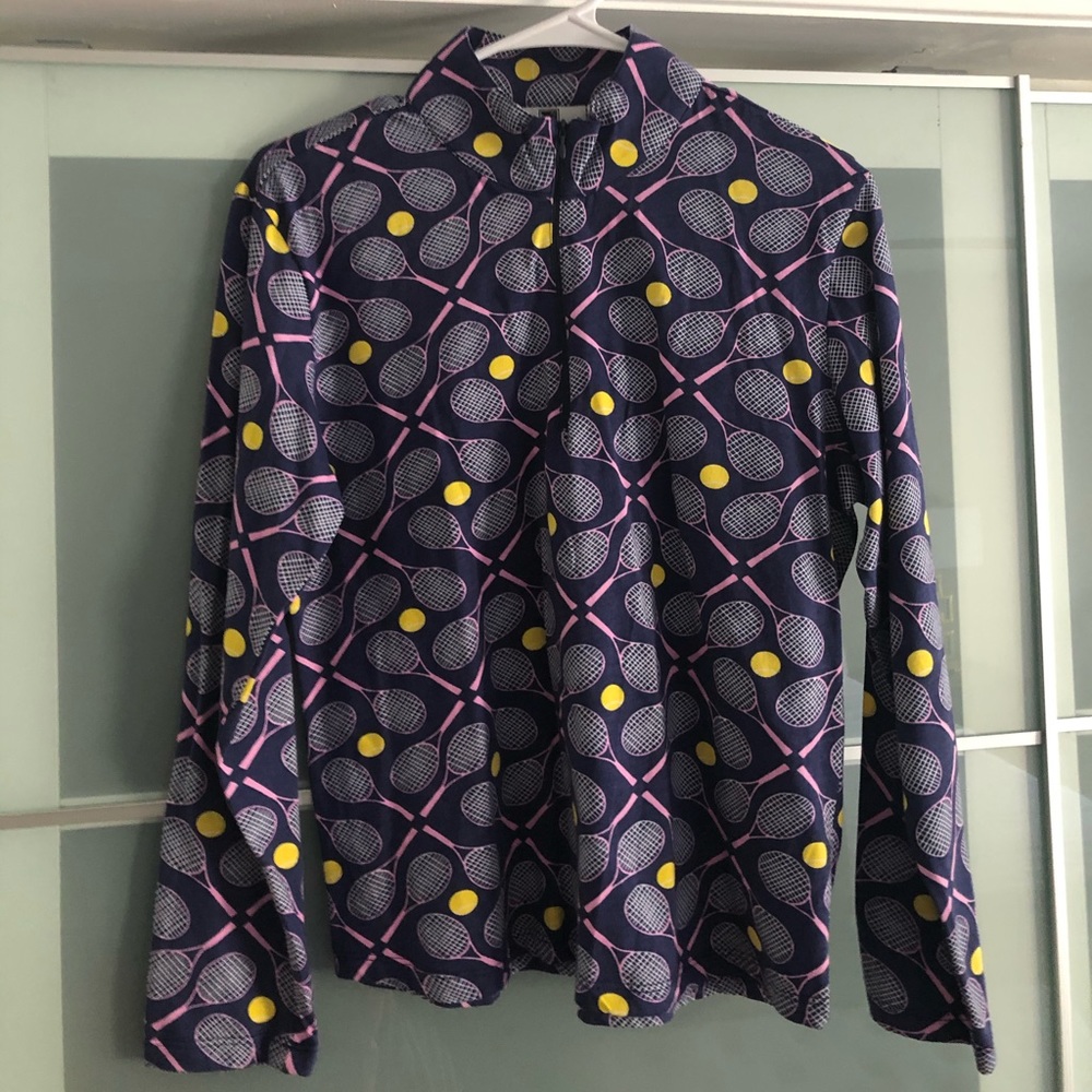 Tennis print half zip pullover